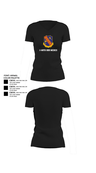 Womens Short Sleeve Vneck Shirt, 1-148th HHB Medics, , Teamtime, Team time, sublimation, custom sports apparel, team uniforms, spirit wear, spiritwear, sports uniforms, custom shirts, team store, custom team store, fundraiser sports, apparel fundraiser