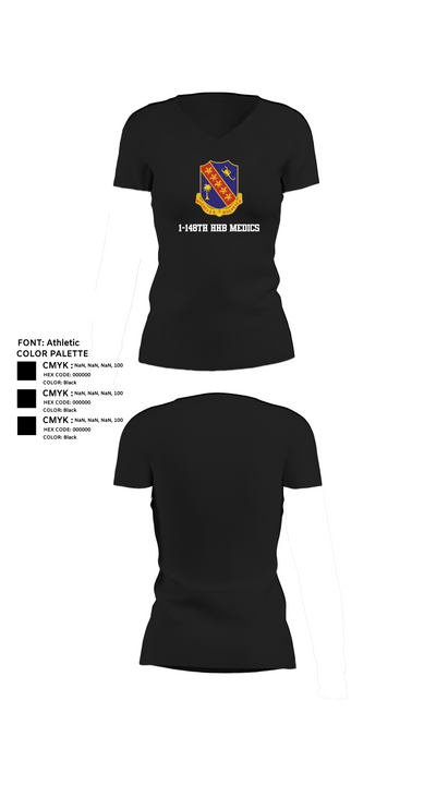 1-148th HHB Medics 16650436 Women's Short Sleeve V-neck Shirt - 23
