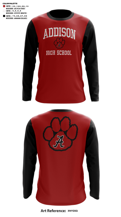 Addison High School Basketball 58655000 Long Sleeve Shooting Shirt - 41
