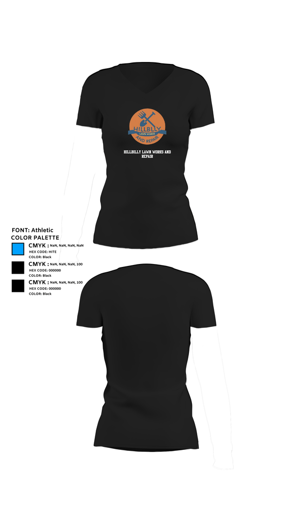 Womens Short Sleeve Vneck Shirt, Hillbilly Lawn Works And Repair, , Teamtime, Team time, sublimation, custom sports apparel, team uniforms, spirit wear, spiritwear, sports uniforms, custom shirts, team store, custom team store, fundraiser sports, apparel fundraiser