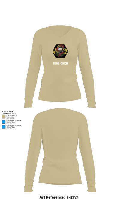 51st Chem 5478070 Women's Long Sleeve V-neck Shirt - 82