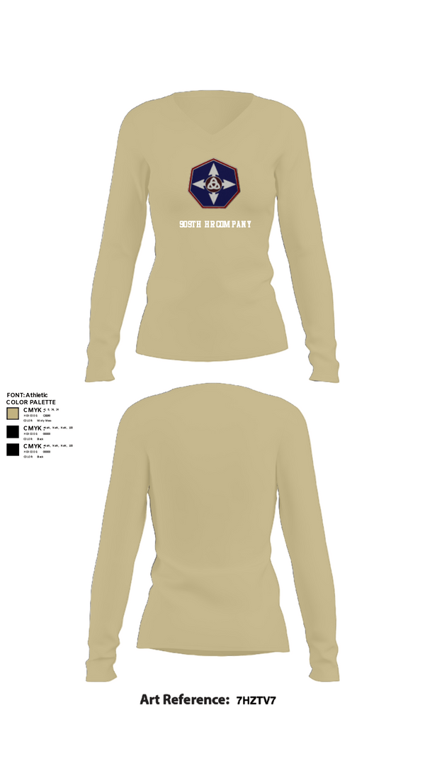 Women's Long Sleeve Vneck Shirt, 909th HR Company, Army, Teamtime, Team time, sublimation, custom sports apparel, team uniforms, spirit wear, spiritwear, sports uniforms, custom shirts, team store, custom team store, fundraiser sports, apparel fundraiser