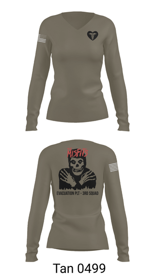 Womens Long Sleeve Vneck Shirt, 3rd squad, Army, Teamtime, Team time, sublimation, custom sports apparel, team uniforms, spirit wear, spiritwear, sports uniforms, custom shirts, team store, custom team store, fundraiser sports, apparel fundraiser