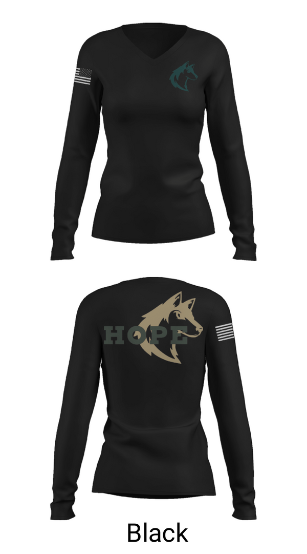 Womens Long Sleeve Vneck Shirt, Hope Christian Middle School Cheer, Cheer, Teamtime, Team time, sublimation, custom sports apparel, team uniforms, spirit wear, spiritwear, sports uniforms, custom shirts, team store, custom team store, fundraiser sports, apparel fundraiser