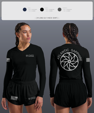 Womens Long Sleeve Vneck Shirt, LinVille, Navy, Teamtime, Team time, sublimation, custom sports apparel, team uniforms, spirit wear, spiritwear, sports uniforms, custom shirts, team store, custom team store, fundraiser sports, apparel fundraiser