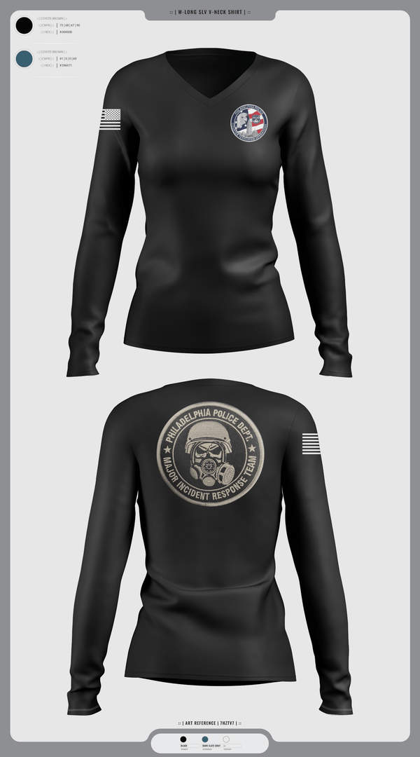 Womens Long Sleeve Vneck Shirt, Philadelphia Police Counter Terrorism Operations, Police, Teamtime, Team time, sublimation, custom sports apparel, team uniforms, spirit wear, spiritwear, sports uniforms, custom shirts, team store, custom team store, fundraiser sports, apparel fundraiser