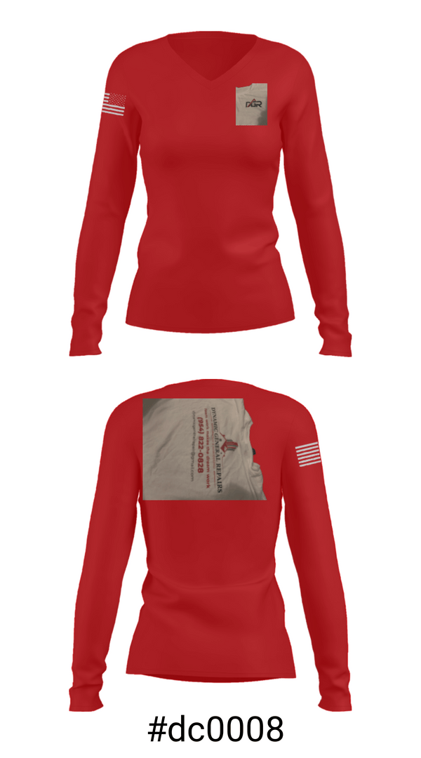 Women's Long Sleeve Vneck Shirt, Dynamic General Repairs Inc, , Teamtime, Team time, sublimation, custom sports apparel, team uniforms, spirit wear, spiritwear, sports uniforms, custom shirts, team store, custom team store, fundraiser sports, apparel fundraiser