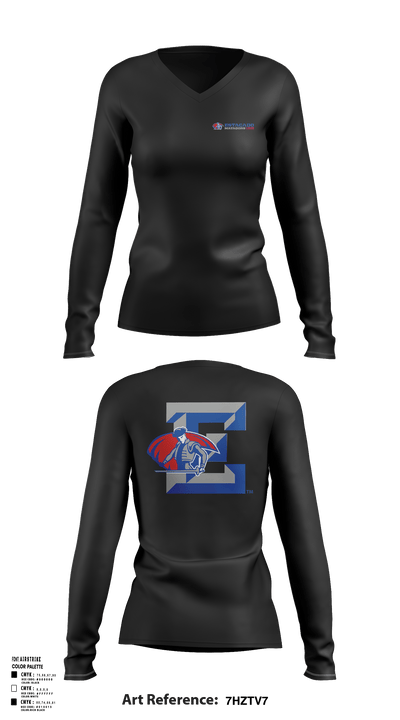 Estacado High School Cheer 9310800 Women's Long Sleeve V-neck Shirt - 43