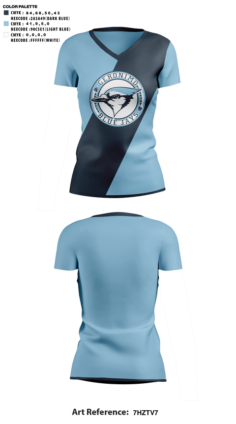 Womens Short Sleeve Vneck Shirt, Geronimo High School Cheer, Cheer, Teamtime, Team time, sublimation, custom sports apparel, team uniforms, spirit wear, spiritwear, sports uniforms, custom shirts, team store, custom team store, fundraiser sports, apparel fundraiser