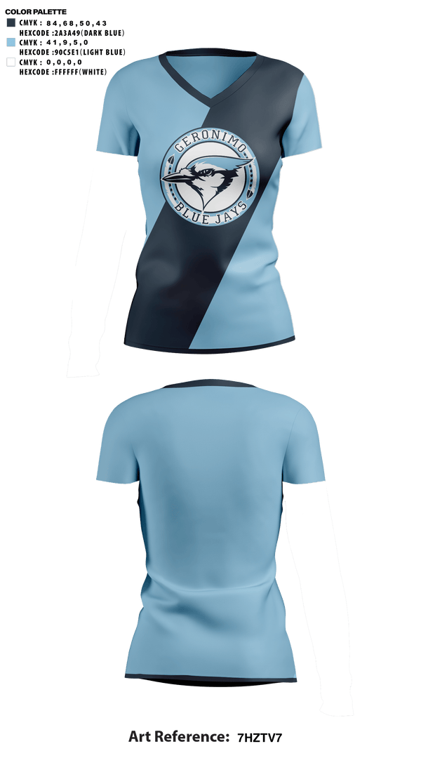 Womens Short Sleeve Vneck Shirt, Geronimo High School Cheer, Cheer, Teamtime, Team time, sublimation, custom sports apparel, team uniforms, spirit wear, spiritwear, sports uniforms, custom shirts, team store, custom team store, fundraiser sports, apparel fundraiser