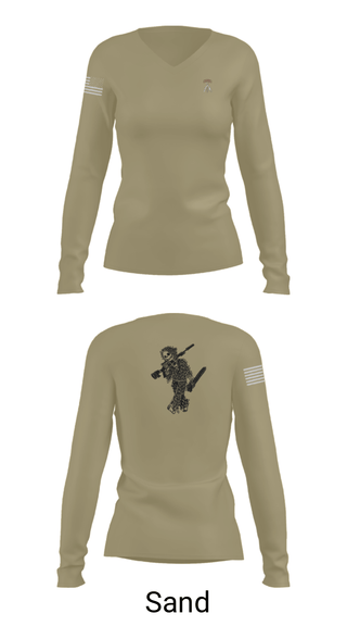 Womens Long Sleeve Vneck Shirt, 2-5 CAV Snipers, Army, Teamtime, Team time, sublimation, custom sports apparel, team uniforms, spirit wear, spiritwear, sports uniforms, custom shirts, team store, custom team store, fundraiser sports, apparel fundraiser