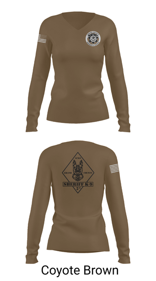 Womens Long Sleeve Vneck Shirt, GCSO K9, , Teamtime, Team time, sublimation, custom sports apparel, team uniforms, spirit wear, spiritwear, sports uniforms, custom shirts, team store, custom team store, fundraiser sports, apparel fundraiser