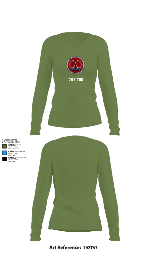 Women's Long Sleeve Vneck Shirt, 705 TRS, Air Force, Teamtime, Team time, sublimation, custom sports apparel, team uniforms, spirit wear, spiritwear, sports uniforms, custom shirts, team store, custom team store, fundraiser sports, apparel fundraiser