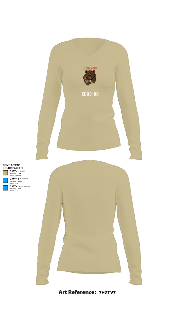 Womens Long Sleeve Vneck Shirt, ECHO-88, , Teamtime, Team time, sublimation, custom sports apparel, team uniforms, spirit wear, spiritwear, sports uniforms, custom shirts, team store, custom team store, fundraiser sports, apparel fundraiser