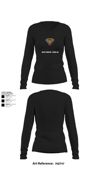 Womens Long Sleeve Vneck Shirt, Bravo Company  642nd ASC, , Teamtime, Team time, sublimation, custom sports apparel, team uniforms, spirit wear, spiritwear, sports uniforms, custom shirts, team store, custom team store, fundraiser sports, apparel fundraiser