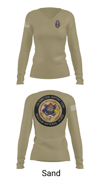 Womens Long Sleeve Vneck Shirt 1, 7th CST, Army, Teamtime, Team time, sublimation, custom sports apparel, team uniforms, spirit wear, spiritwear, sports uniforms, custom shirts, team store, custom team store, fundraiser sports, apparel fundraiser