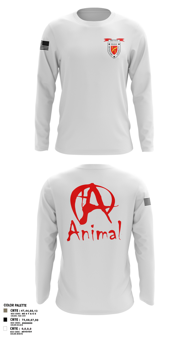 Long Sleeve Performance Shirt, 1/7 animal, Marines, Teamtime, Team time, sublimation, custom sports apparel, team uniforms, spirit wear, spiritwear, sports uniforms, custom shirts, team store, custom team store, fundraiser sports, apparel fundraiser