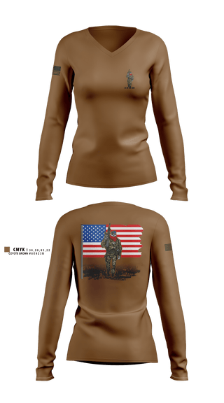 Womens Long Sleeve Vneck Shirt, 3-11 IN BN, Army, Teamtime, Team time, sublimation, custom sports apparel, team uniforms, spirit wear, spiritwear, sports uniforms, custom shirts, team store, custom team store, fundraiser sports, apparel fundraiser