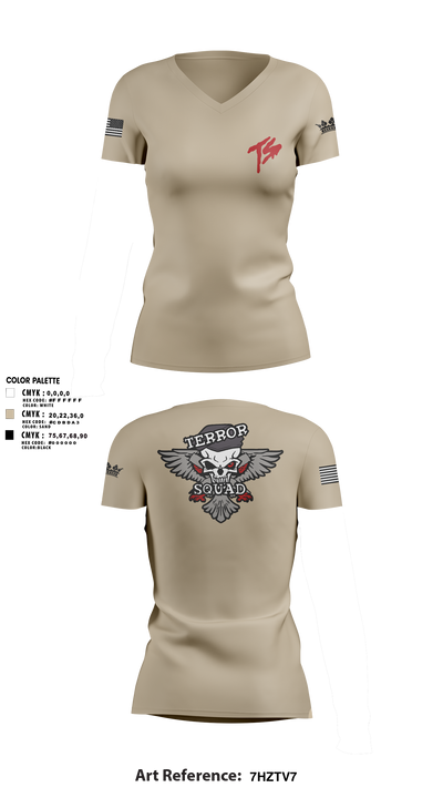 Terro Squad 89875983 Women's Short Sleeve V-neck Shirt - 1