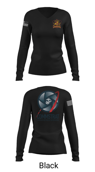 12th MLR COMMSTRAT 81672538 Women's Long Sleeve V-neck Shirt - 37