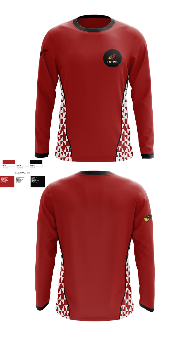 Long Sleeve Performance Shirt, Del valle cardinals, Football, Teamtime, Team time, sublimation, custom sports apparel, team uniforms, spirit wear, spiritwear, sports uniforms, custom shirts, team store, custom team store, fundraiser sports, apparel fundraiser