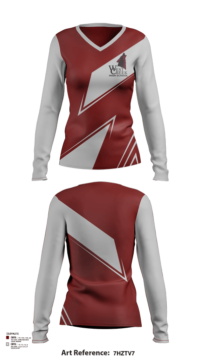 West Creek High School Cross Country 66177699 Women's Long Sleeve V-neck Shirt - 128
