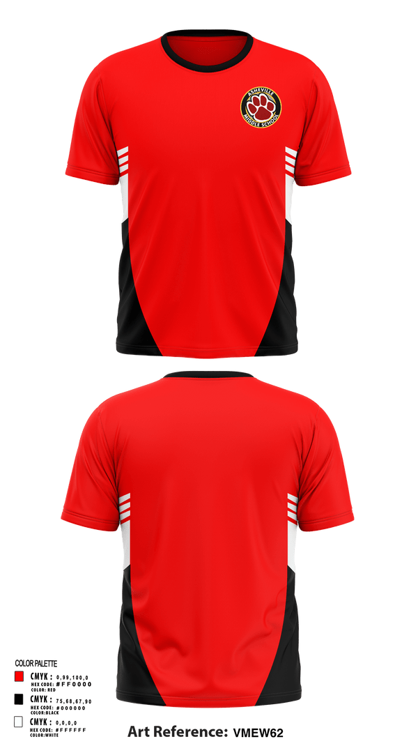 Asheville Middle School Football 31646699 Short Sleeve Performance Shirt - 115