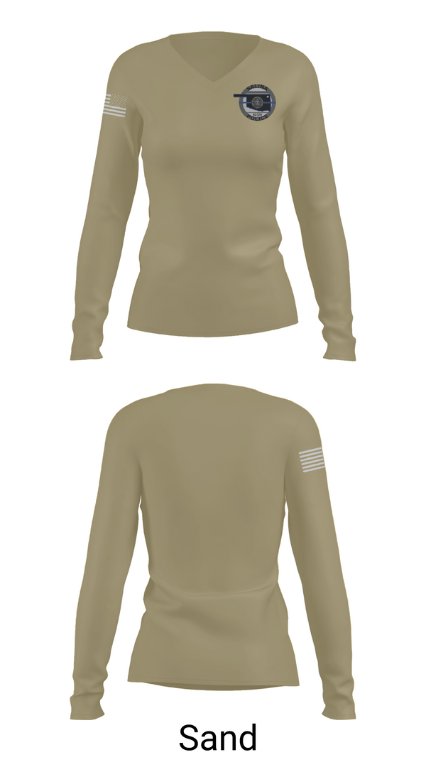 Womens Long Sleeve Vneck Shirt, Salina Police Department, Police, Teamtime, Team time, sublimation, custom sports apparel, team uniforms, spirit wear, spiritwear, sports uniforms, custom shirts, team store, custom team store, fundraiser sports, apparel fundraiser