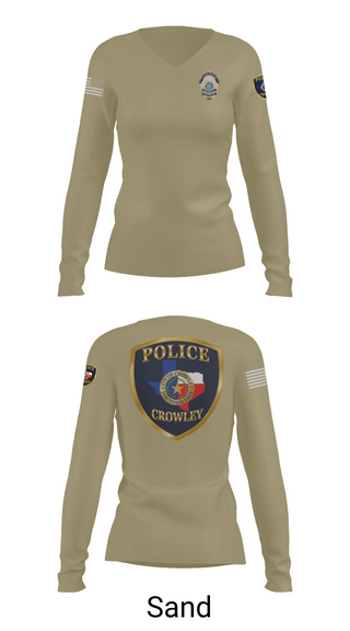 Womens Long Sleeve Vneck Shirt, Crowley Police Department, , Teamtime, Team time, sublimation, custom sports apparel, team uniforms, spirit wear, spiritwear, sports uniforms, custom shirts, team store, custom team store, fundraiser sports, apparel fundraiser