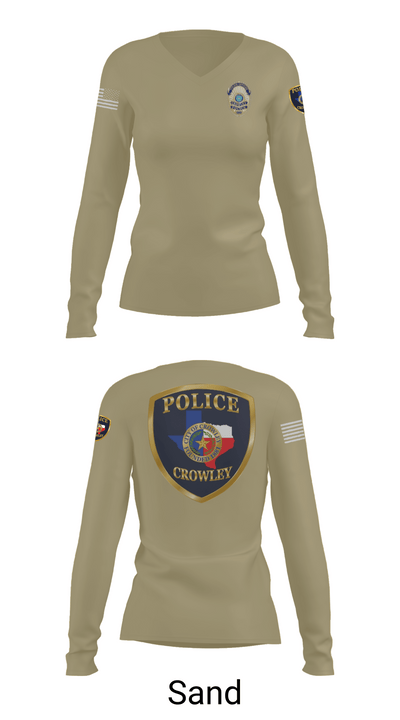 Crowley Police Department 8097883 Women's Long Sleeve V-neck Shirt - 92