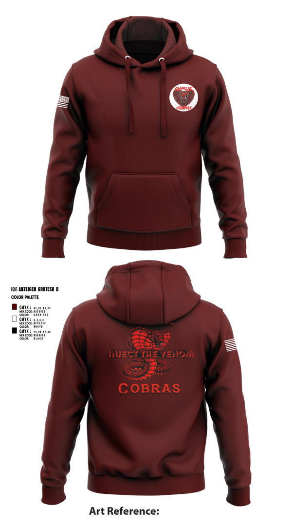 Hoodie, Charlie Company Cobras, Army, Teamtime, Team time, sublimation, custom sports apparel, team uniforms, spirit wear, spiritwear, sports uniforms, custom shirts, team store, custom team store, fundraiser sports, apparel fundraiser