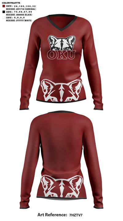 Oklahoma Union Senior High School Cheer 23375182 Women's Long Sleeve V-neck Shirt - 41