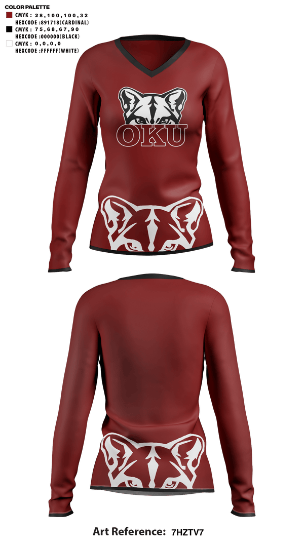 Womens Long Sleeve Vneck Shirt, Oklahoma Union Senior High School Cheer, Cheer, Teamtime, Team time, sublimation, custom sports apparel, team uniforms, spirit wear, spiritwear, sports uniforms, custom shirts, team store, custom team store, fundraiser sports, apparel fundraiser