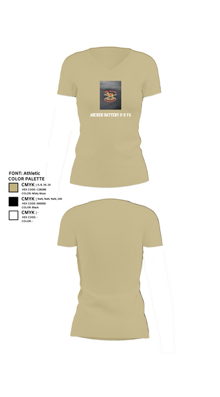 Womens Short Sleeve Vneck Shirt, Archer Battery 2-2 FA, Army, Teamtime, Team time, sublimation, custom sports apparel, team uniforms, spirit wear, spiritwear, sports uniforms, custom shirts, team store, custom team store, fundraiser sports, apparel fundraiser