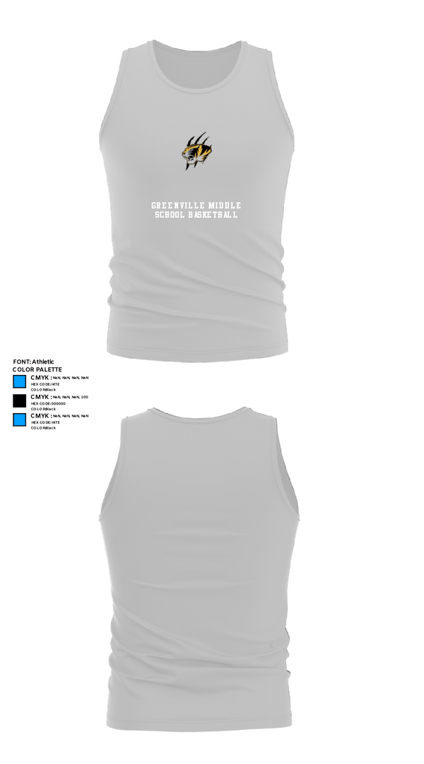 Tank Top, Greenville Middle School Basketball, Men's Basketball, Teamtime, Team time, sublimation, custom sports apparel, team uniforms, spirit wear, spiritwear, sports uniforms, custom shirts, team store, custom team store, fundraiser sports, apparel fundraiser