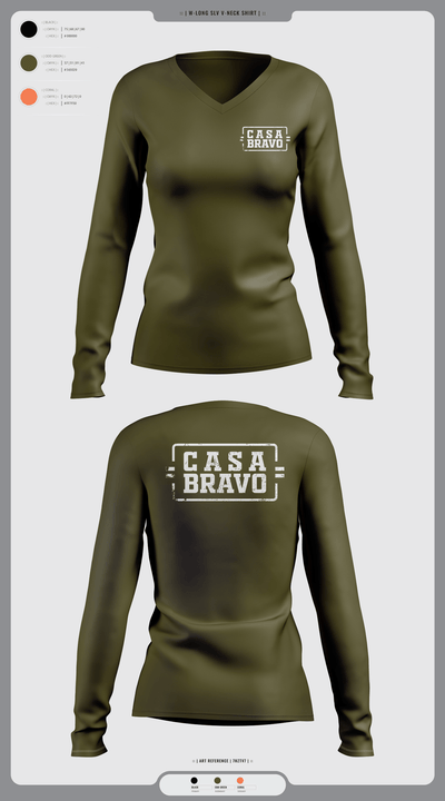 Casa Bravo 21710011 Women's Long Sleeve V-neck Shirt -1 2