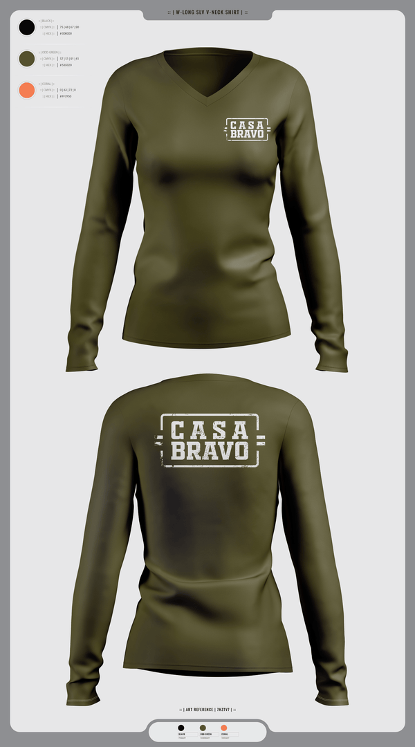 Womens Long Sleeve Vneck Shirt 1, Casa Bravo, , Teamtime, Team time, sublimation, custom sports apparel, team uniforms, spirit wear, spiritwear, sports uniforms, custom shirts, team store, custom team store, fundraiser sports, apparel fundraiser