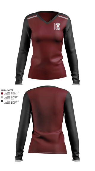 Womens Long Sleeve Vneck Shirt 1, City University School of Liberal Arts Basketball, Women's Basketball, Teamtime, Team time, sublimation, custom sports apparel, team uniforms, spirit wear, spiritwear, sports uniforms, custom shirts, team store, custom team store, fundraiser sports, apparel fundraiser