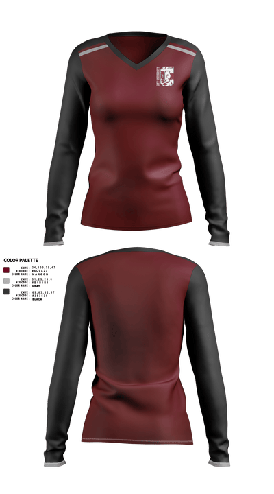 City University School of Liberal Arts Basketball 43461424 Women's Long Sleeve V-neck Shirt -1 1