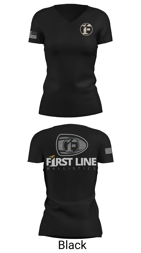 Womens Short Sleeve Vneck Shirt, First Line Ballistics, , Teamtime, Team time, sublimation, custom sports apparel, team uniforms, spirit wear, spiritwear, sports uniforms, custom shirts, team store, custom team store, fundraiser sports, apparel fundraiser