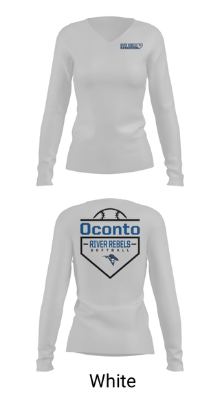 Women's Long Sleeve Vneck Shirt, Oconto, Softball, Teamtime, Team time, sublimation, custom sports apparel, team uniforms, spirit wear, spiritwear, sports uniforms, custom shirts, team store, custom team store, fundraiser sports, apparel fundraiser