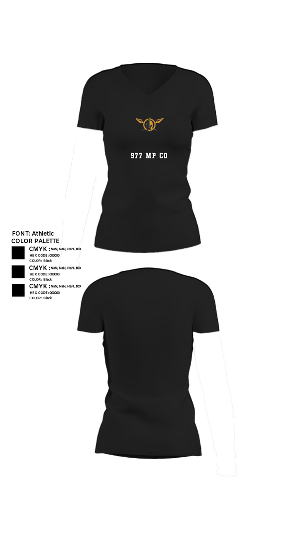Womens Short Sleeve Vneck Shirt, 977 MP CO, Army, Teamtime, Team time, sublimation, custom sports apparel, team uniforms, spirit wear, spiritwear, sports uniforms, custom shirts, team store, custom team store, fundraiser sports, apparel fundraiser