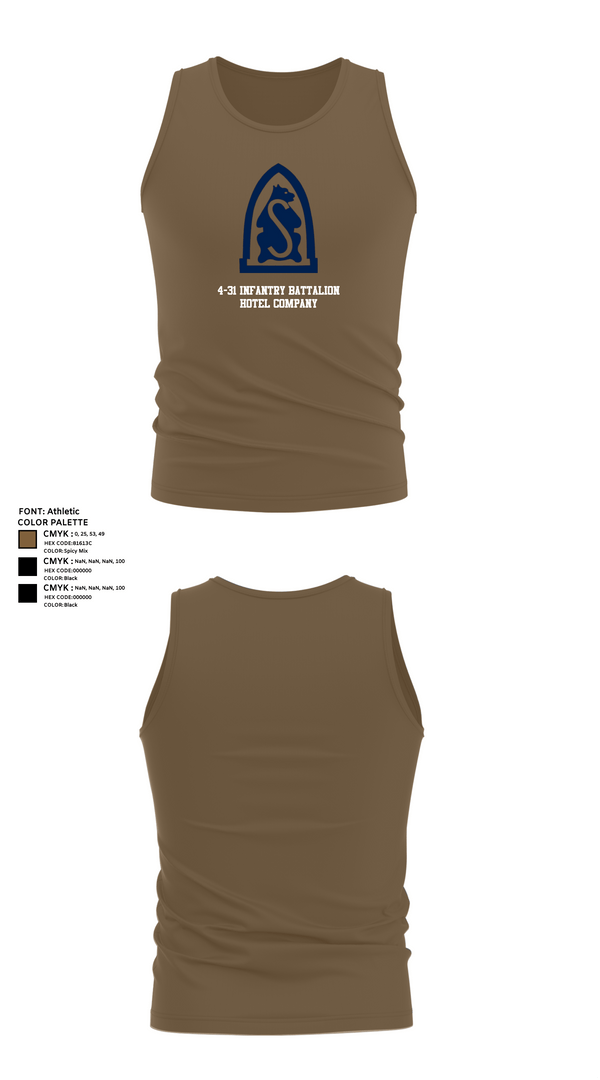 Tank Top, 4-31 infantry battalion hotel company, Army, Teamtime, Team time, sublimation, custom sports apparel, team uniforms, spirit wear, spiritwear, sports uniforms, custom shirts, team store, custom team store, fundraiser sports, apparel fundraiser
