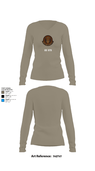 Women's Long Sleeve Vneck Shirt, 22 STS, Air Force, Teamtime, Team time, sublimation, custom sports apparel, team uniforms, spirit wear, spiritwear, sports uniforms, custom shirts, team store, custom team store, fundraiser sports, apparel fundraiser