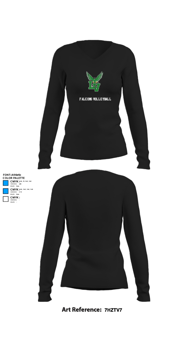 Womens Long Sleeve Vneck Shirt, Falcons Volleyball, Women's Volleyball, Teamtime, Team time, sublimation, custom sports apparel, team uniforms, spirit wear, spiritwear, sports uniforms, custom shirts, team store, custom team store, fundraiser sports, apparel fundraiser