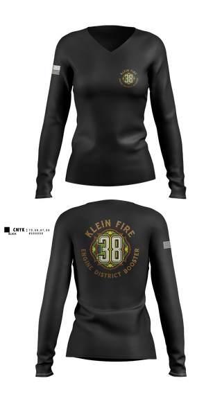 Womens Long Sleeve Vneck Shirt, Klein Fire 38, Fire Department, Teamtime, Team time, sublimation, custom sports apparel, team uniforms, spirit wear, spiritwear, sports uniforms, custom shirts, team store, custom team store, fundraiser sports, apparel fundraiser