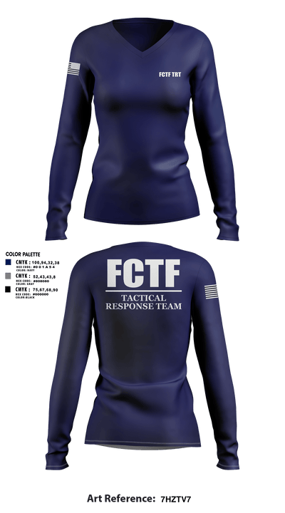 FCTF TRT 85087325 Women's Long Sleeve V-neck Shirt - 108