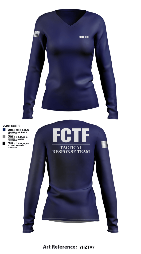 Womens Long Sleeve Vneck Shirt, FCTF TRT, Police, Teamtime, Team time, sublimation, custom sports apparel, team uniforms, spirit wear, spiritwear, sports uniforms, custom shirts, team store, custom team store, fundraiser sports, apparel fundraiser