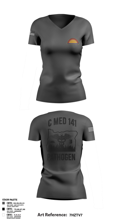 C Med 88701681 Women's Short Sleeve V-neck Shirt - 105