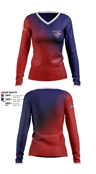 Red Land High School Cheer 22621140 Women's Long Sleeve V-neck Shirt - 1